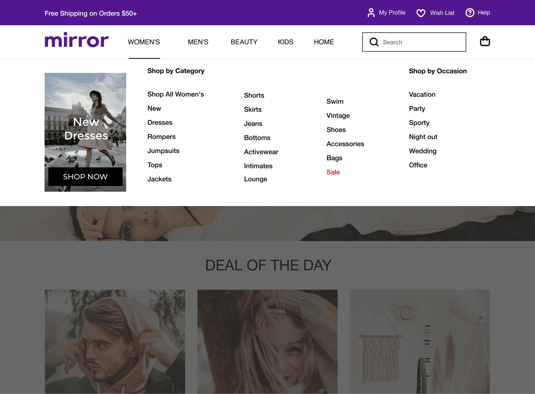 Mirror desktop search and category navigation