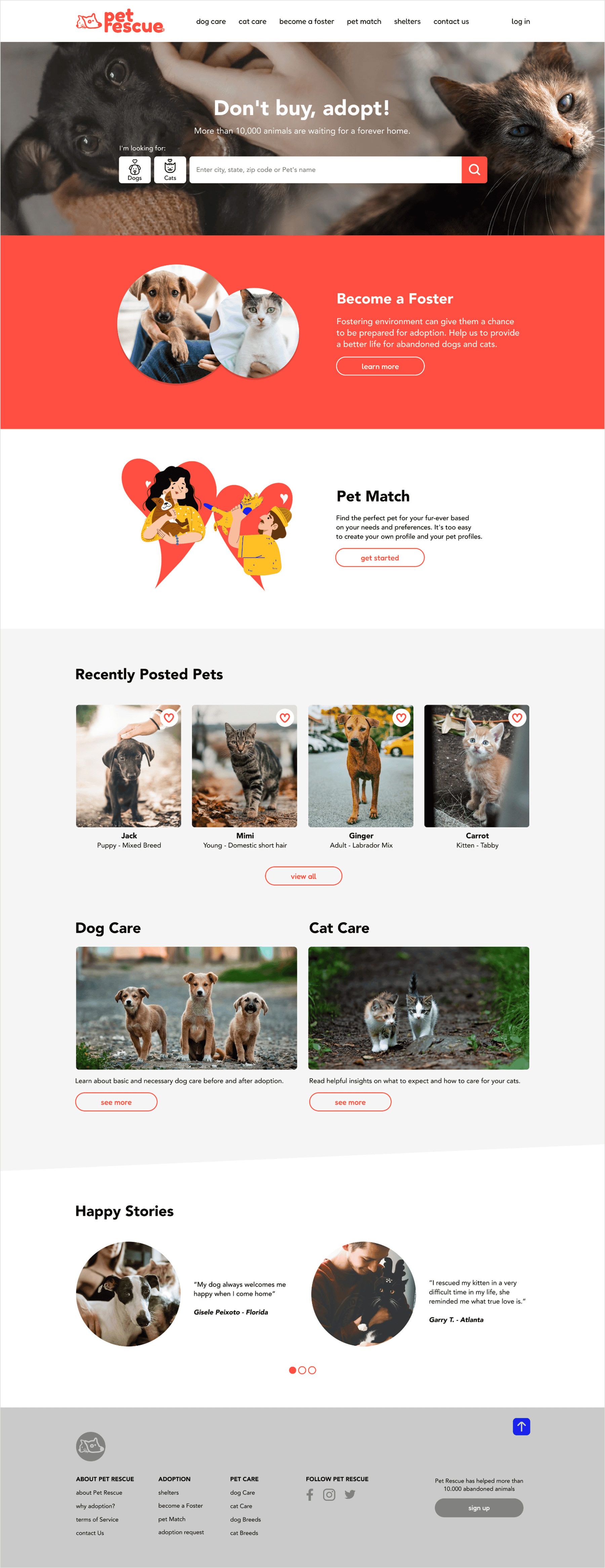 Pet Rescue Home page