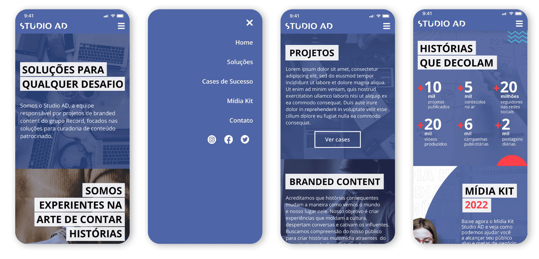 Studio AD responsive screens
